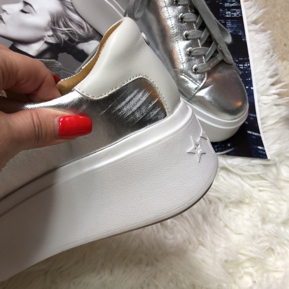 J/SLIDES Hally Silver Metallic Leather Sneaker - Picture 5 of 11